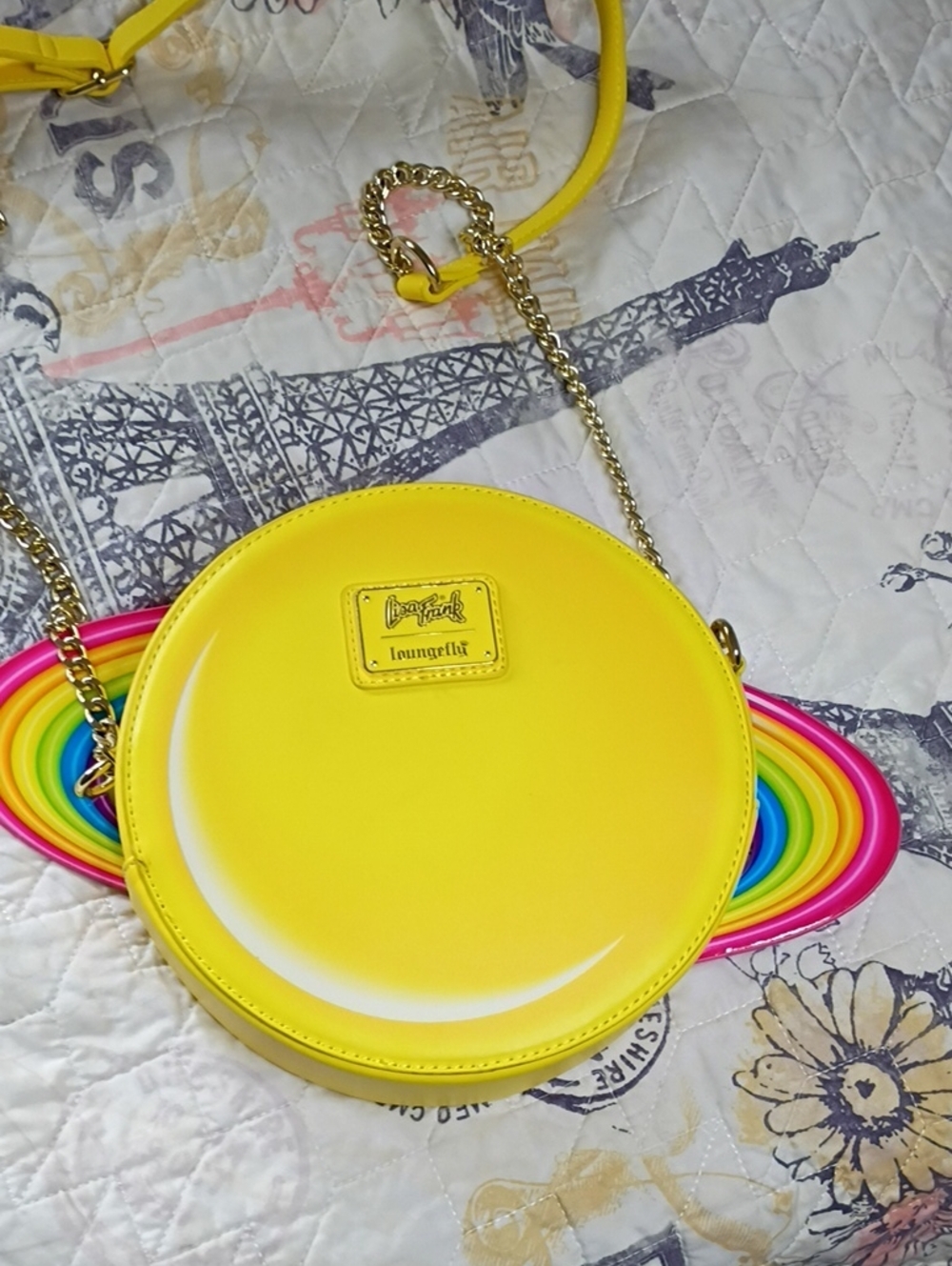 Lisa Frank Loungfly Yellow Smiley Face Crossbody Bag - Picture 2 of 14